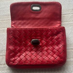Bottega Veneta Red Woven Leather Wallet